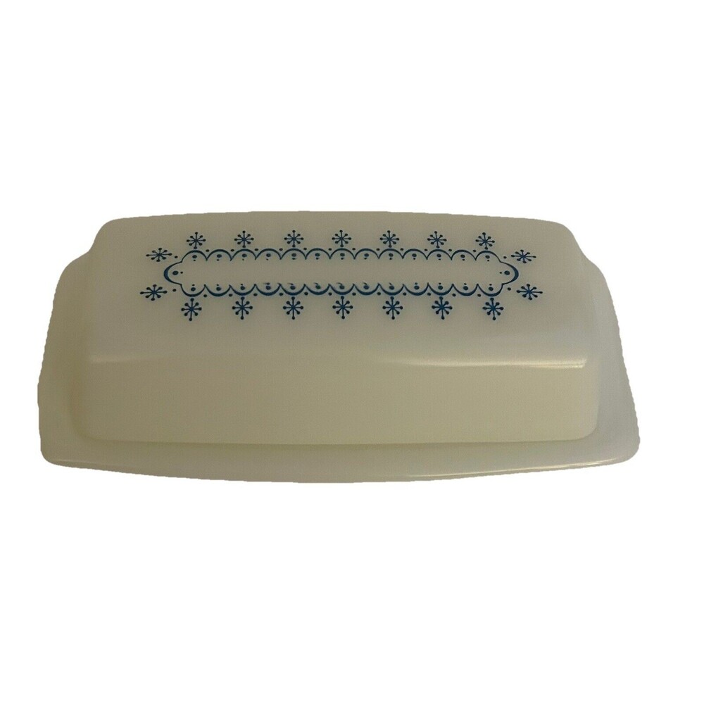 Pyrex White and Blue Butter Dish